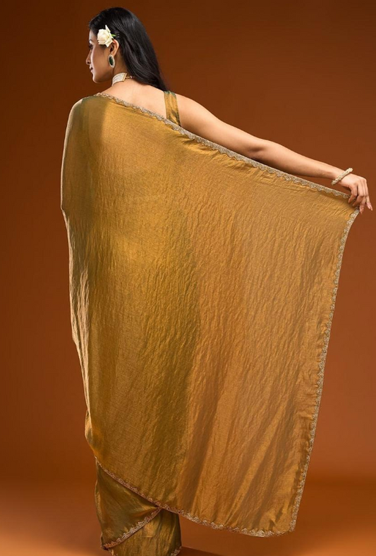 Golden Glaze Organza Saree